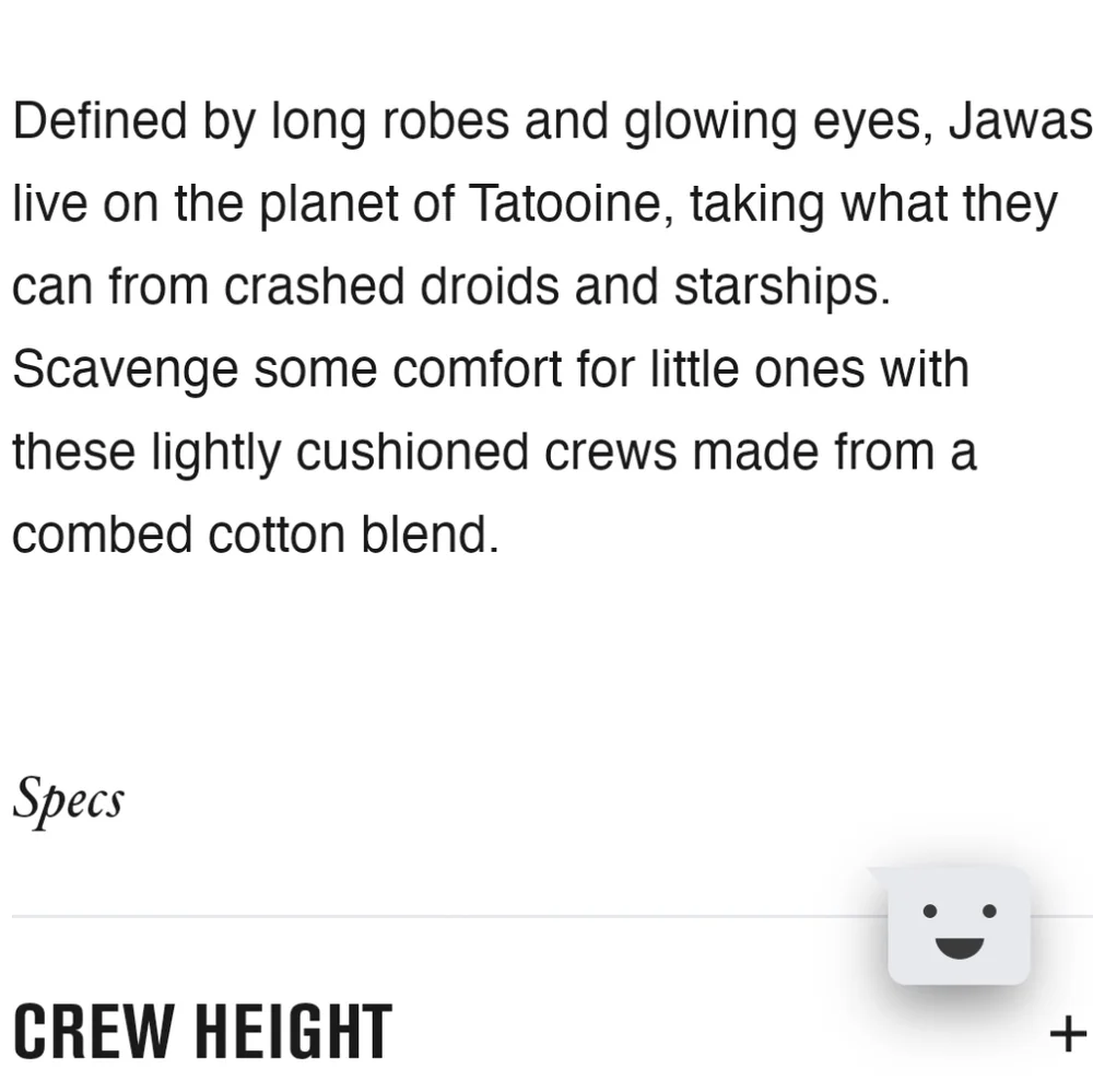 NWT Kid's Star Wars Jawa Stance Crew Socks